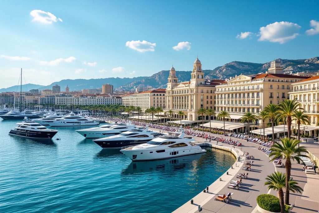 a group of boats in a harbor